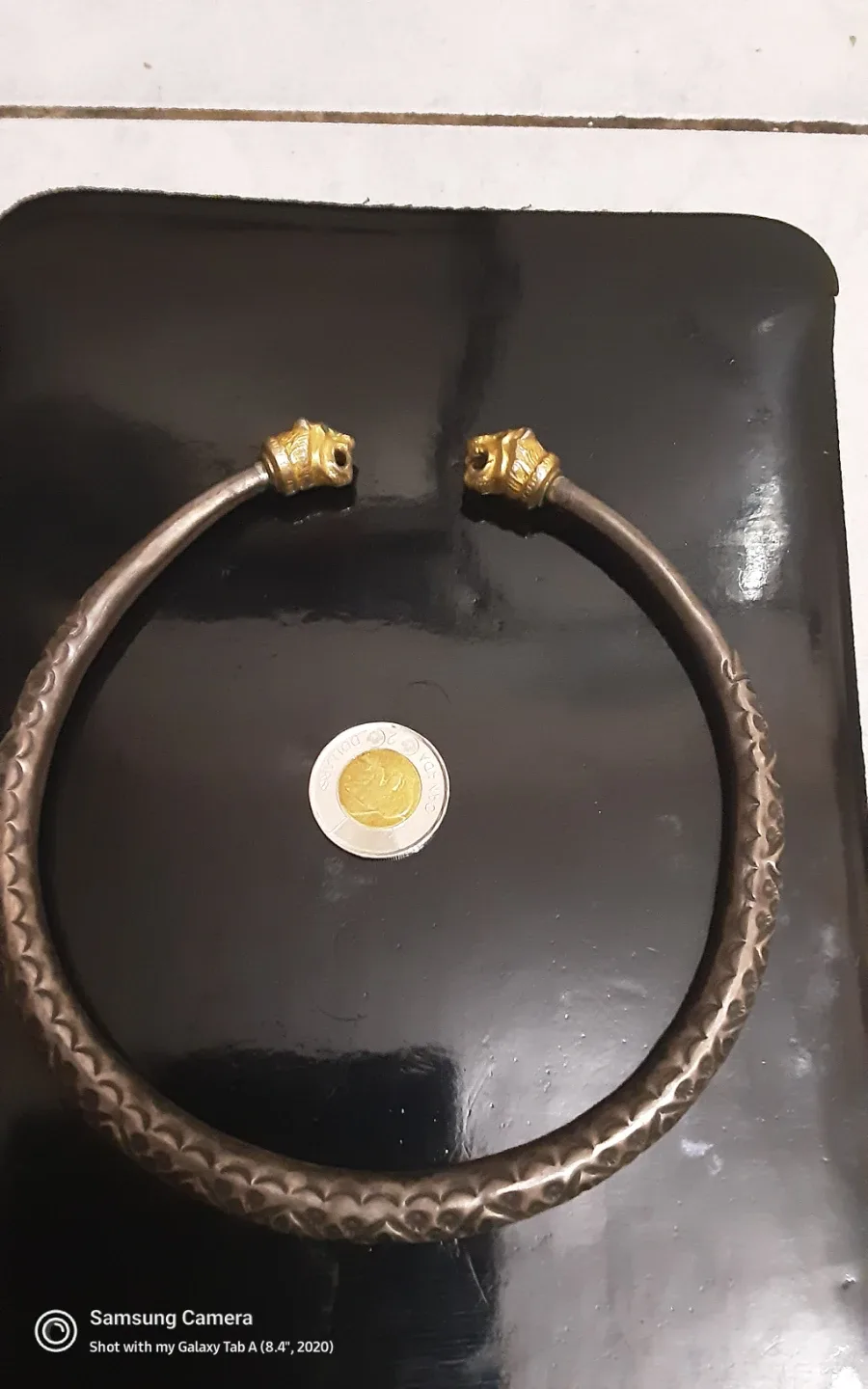 Lion Head Torque Necklace Silver   vintage image indicator(2)