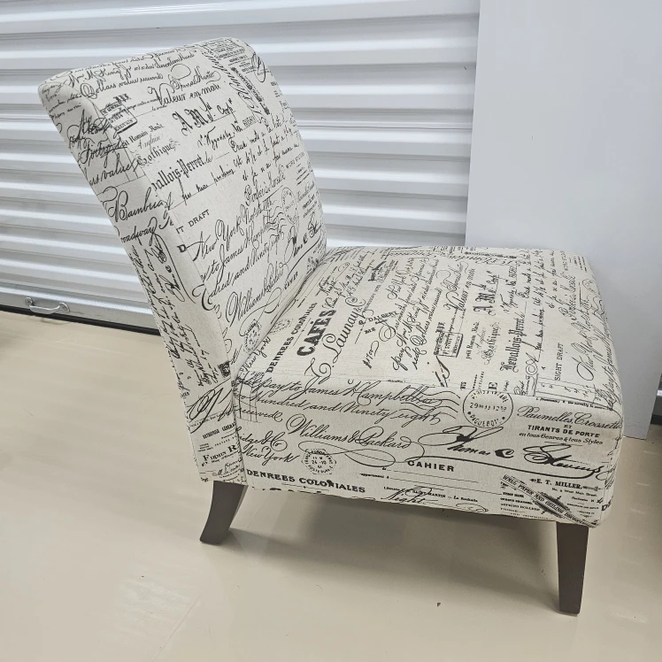 Accent Chair - Beige with Black Script - photo 2