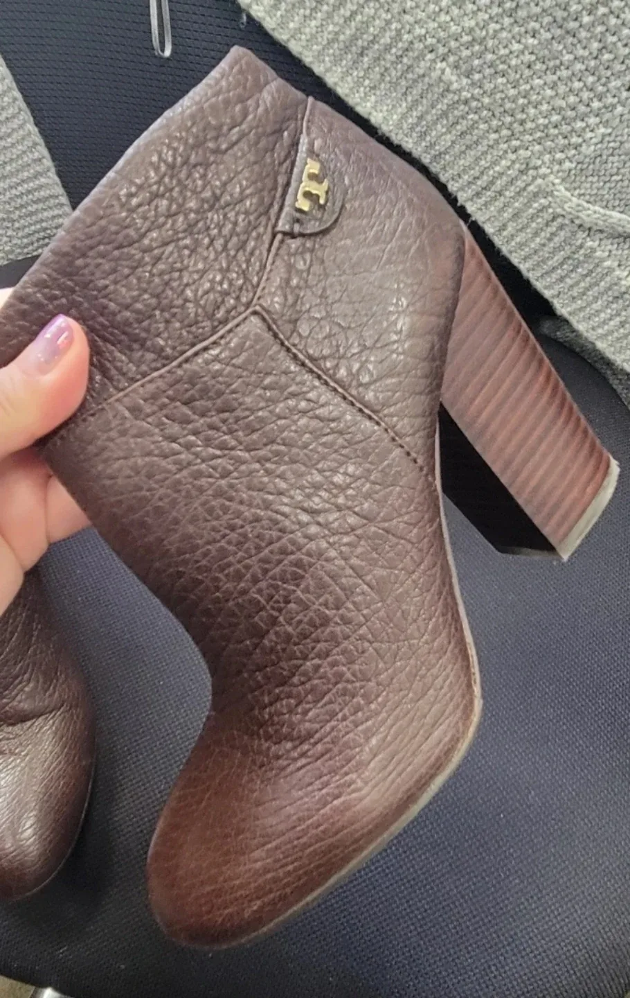 Tory Burch Brown Leather Heeled Booties, Size 7 image indicator(5)