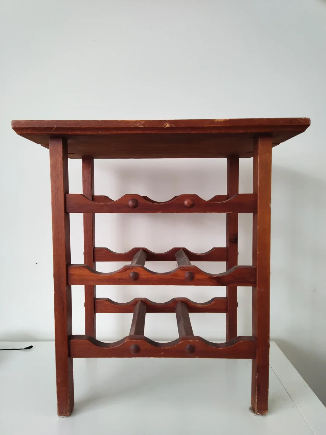 🥕Wooden Wine Rack Side Table - Holds 9 Bottles thumbnail