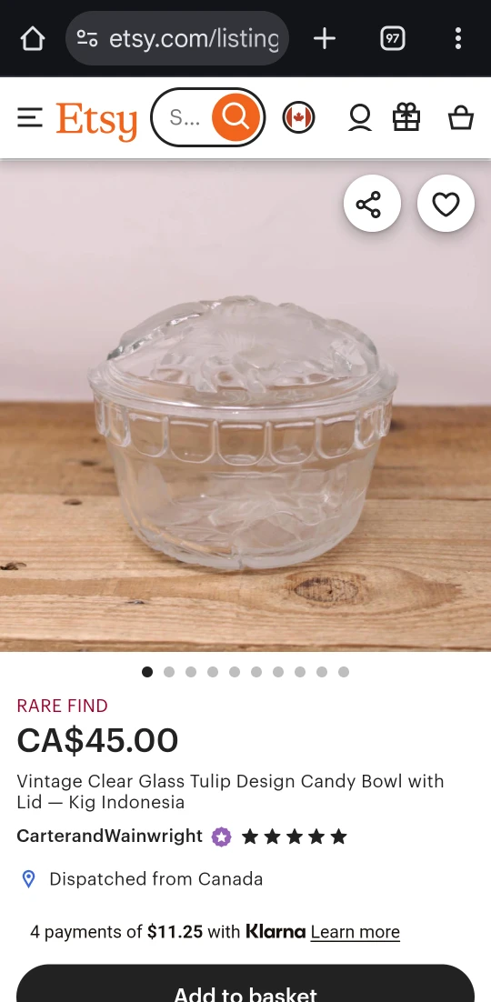 Vintage Kig Indonesia Glass Bowls with Lids: Floral 3D Design