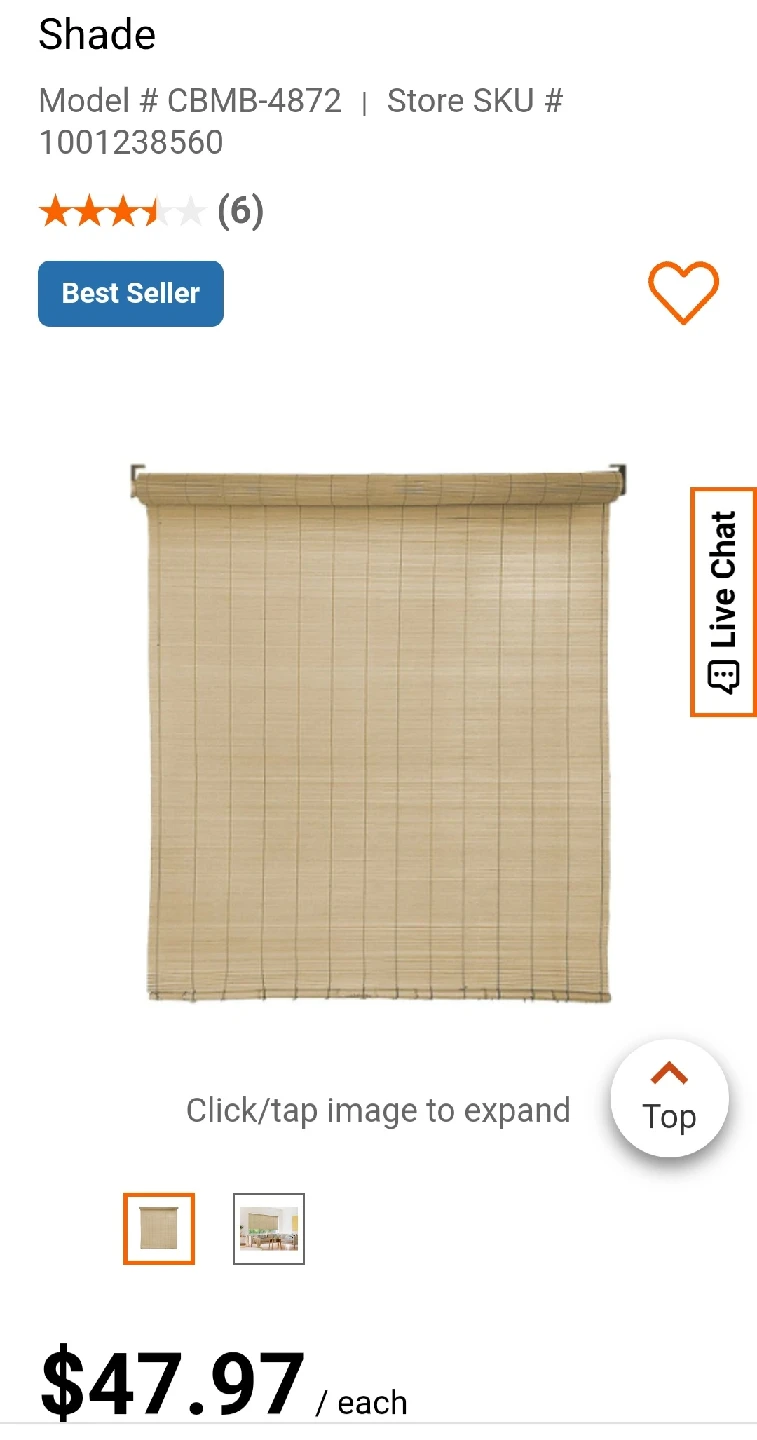 Blinds - Hampton Bay 48x72 Cordless Bamboo Shade - photo 4