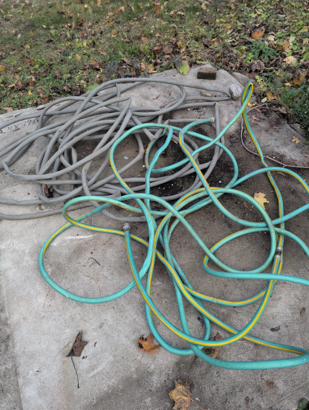 Two Garden Hoses - Green and Grey