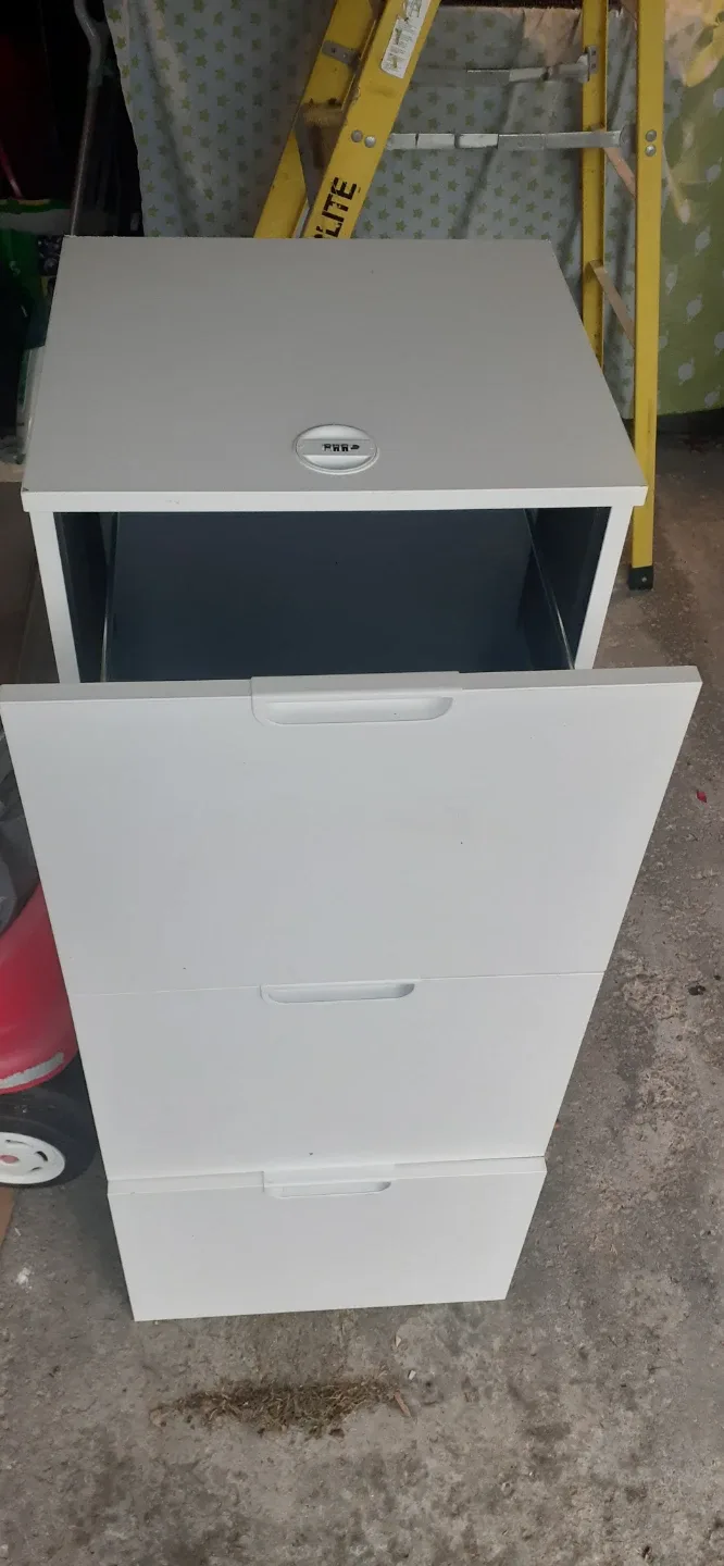 Three drawers wooden White Filing Cabinet image indicator(2)