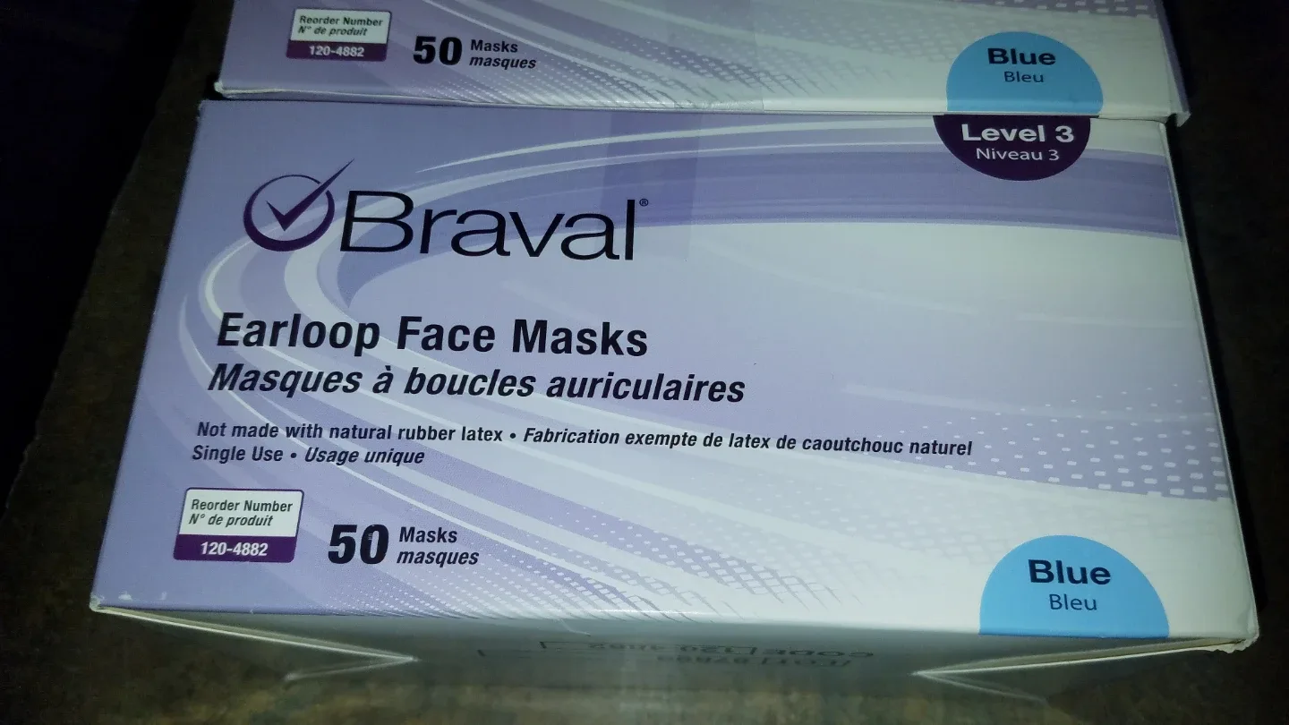 3 Boxes Braval Level 3  Blue Latex-Free Face Masks ( 150 Pcs.) image indicator(3)