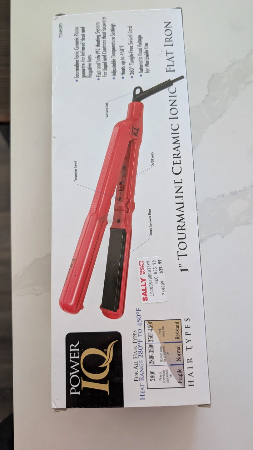 Power IQ 1" Tourmaline Ceramic Ionic Flat Iron - New - photo 2