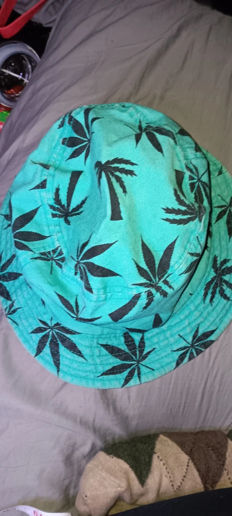 BLVD Bucket Hat - Turquoise with Leaf Pattern