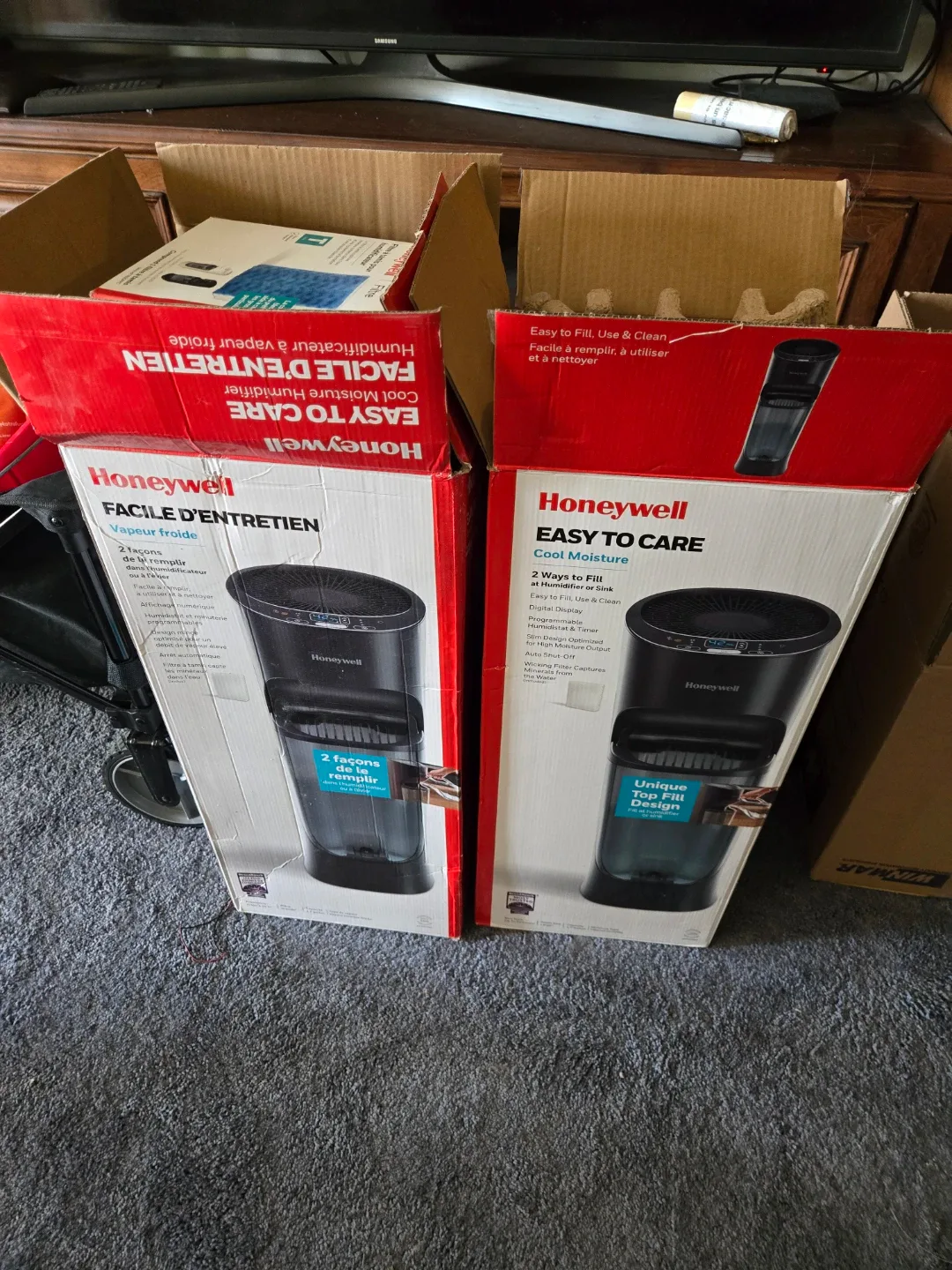 2 Honeywell Easy to Care Cool Moisture Humidifier