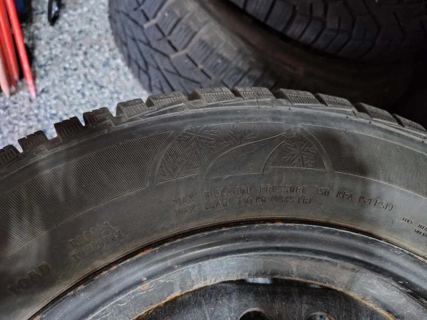 Winter tires (4) size: 205/60/16 mounted on 4 bolt rims image indicator(4)