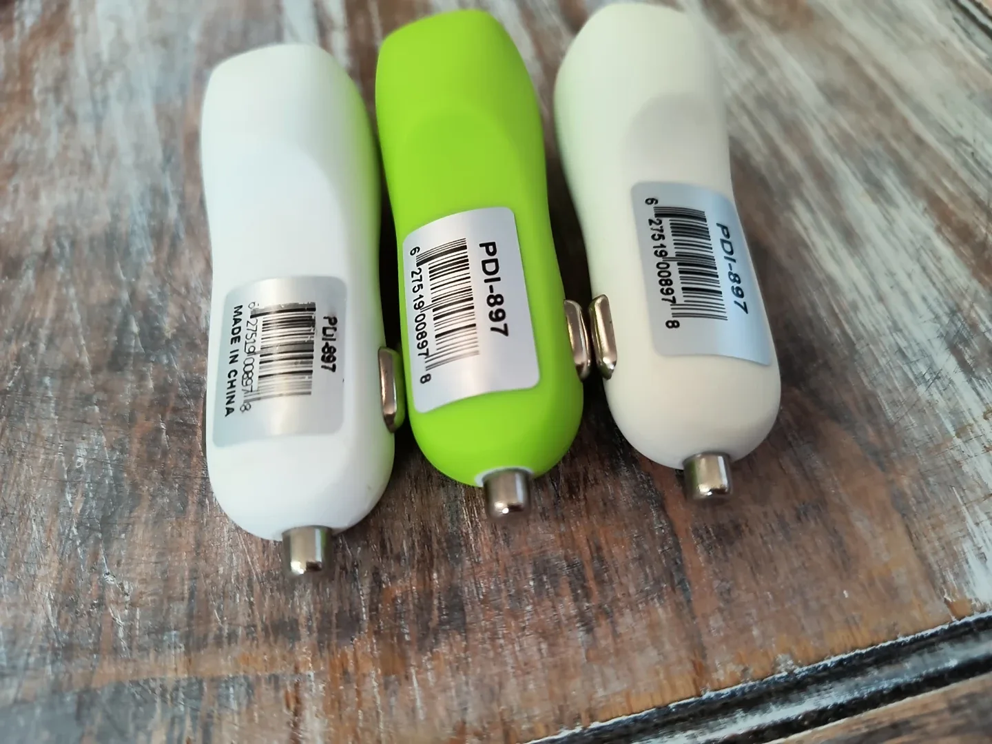 3 pcs PDI-897 Dual USB Car Charger - White & Green image indicator(5)