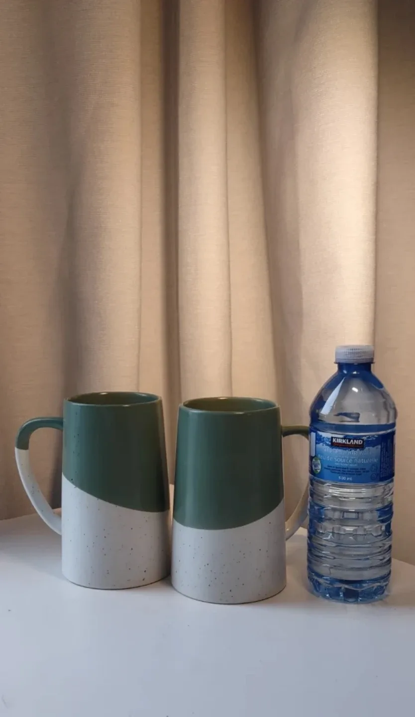 (NEW) OUI - Big size  Green & White Mugs (Set of 2) & Plate image indicator(2)