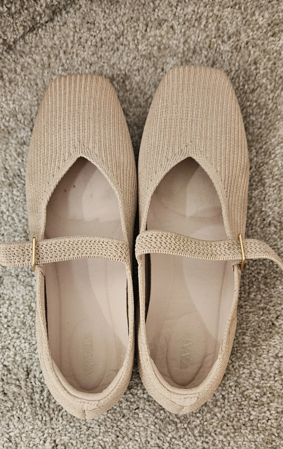 Vivaia Square-Toe Mary-Jane Flats - Almond sz 38 - photo 4