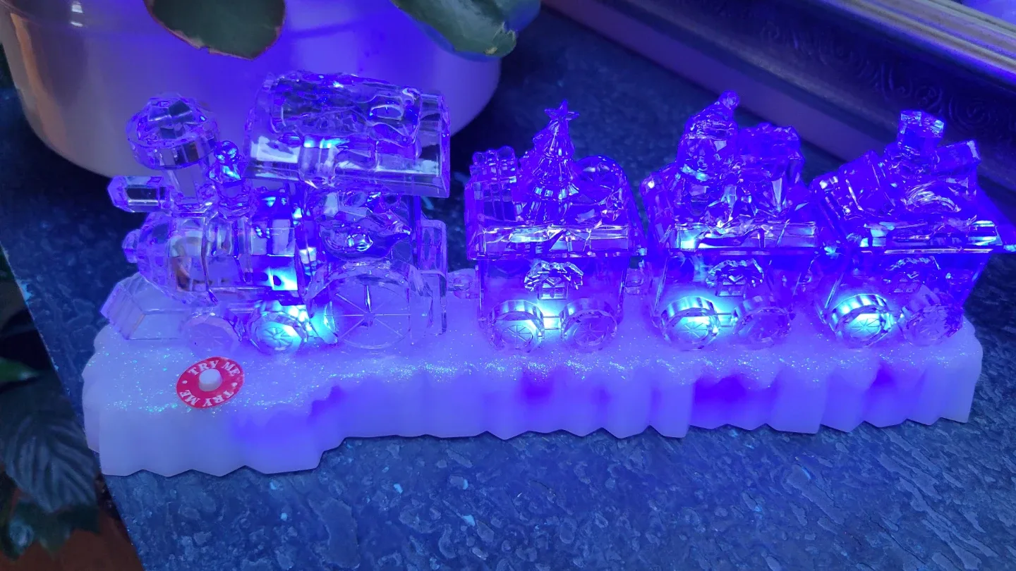 BrandNew LED Lighted Musical Crystal Train Plays8 XmasTunes image indicator(3)