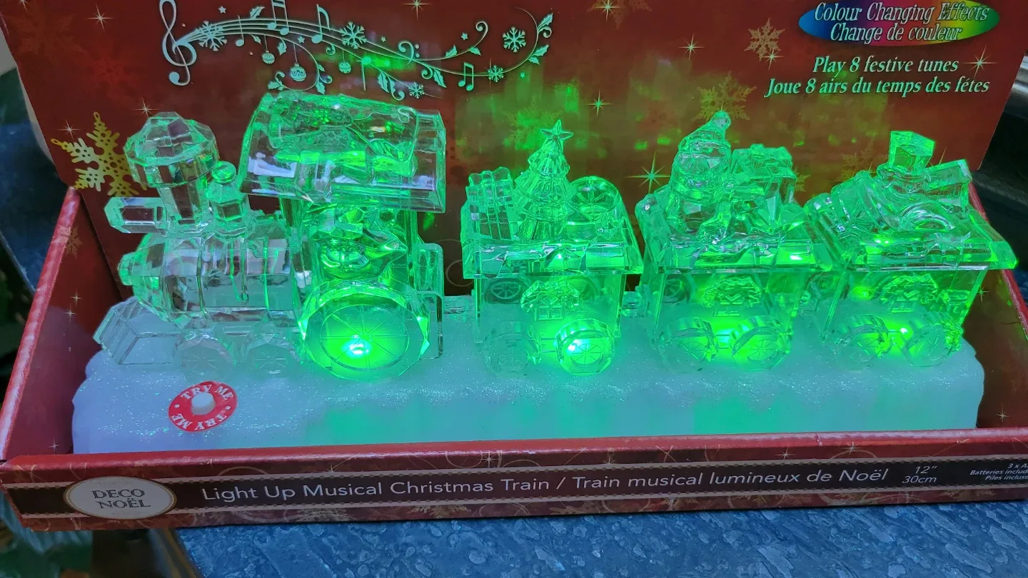 BrandNew LED Lighted Musical Crystal Train Plays8 XmasTunes image indicator(4)