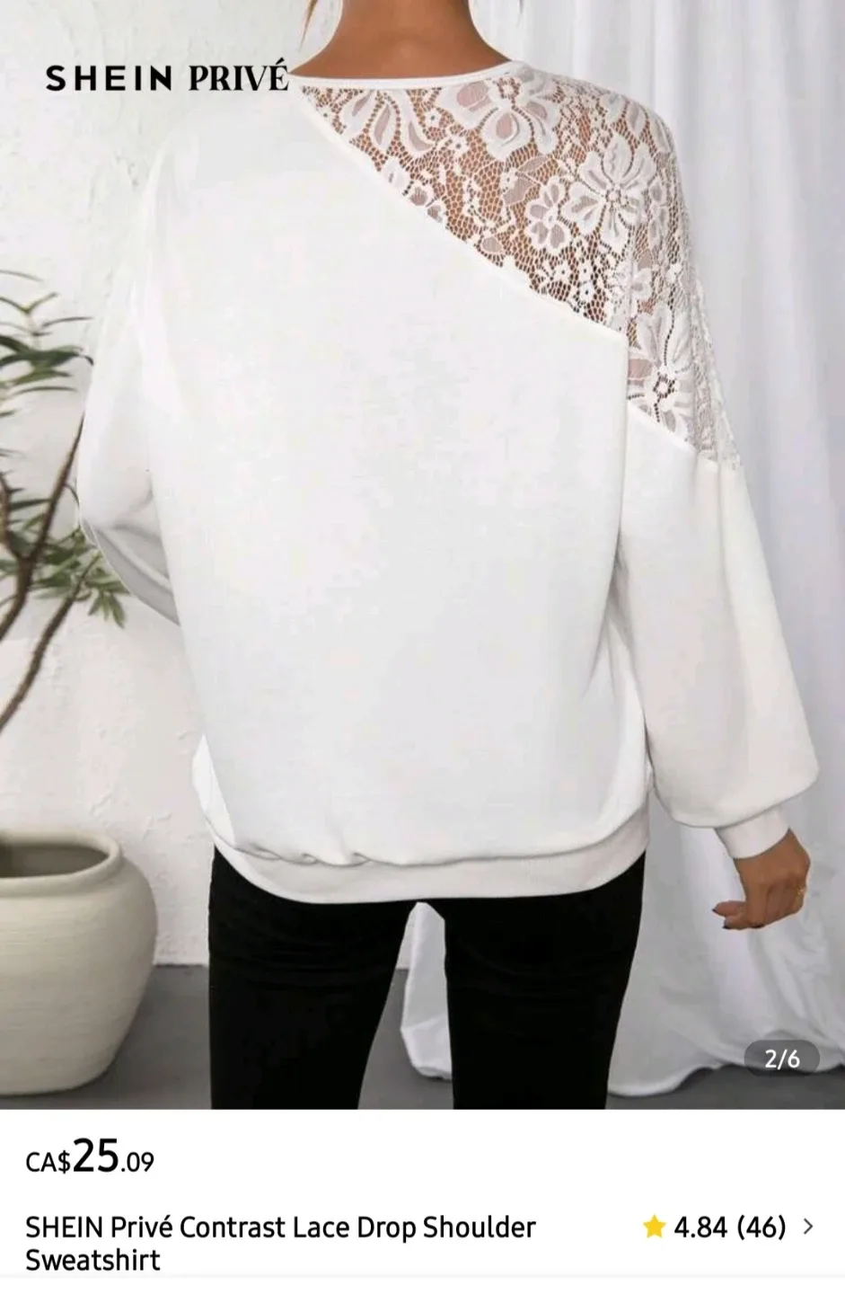 SHEIN Privé Lace Drop Shoulder Sweatshirt image indicator(3)