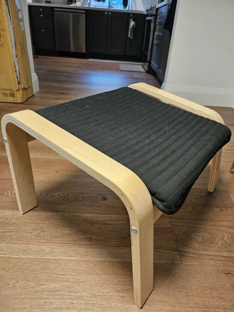 IKEA POÄNG Footstool - Birch Veneer/Knisa Black