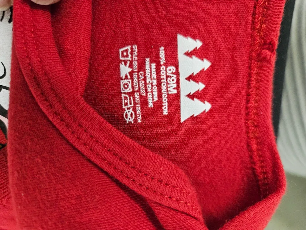 Red Fa La La Llama Baby Onesie 6/9M image indicator(2)