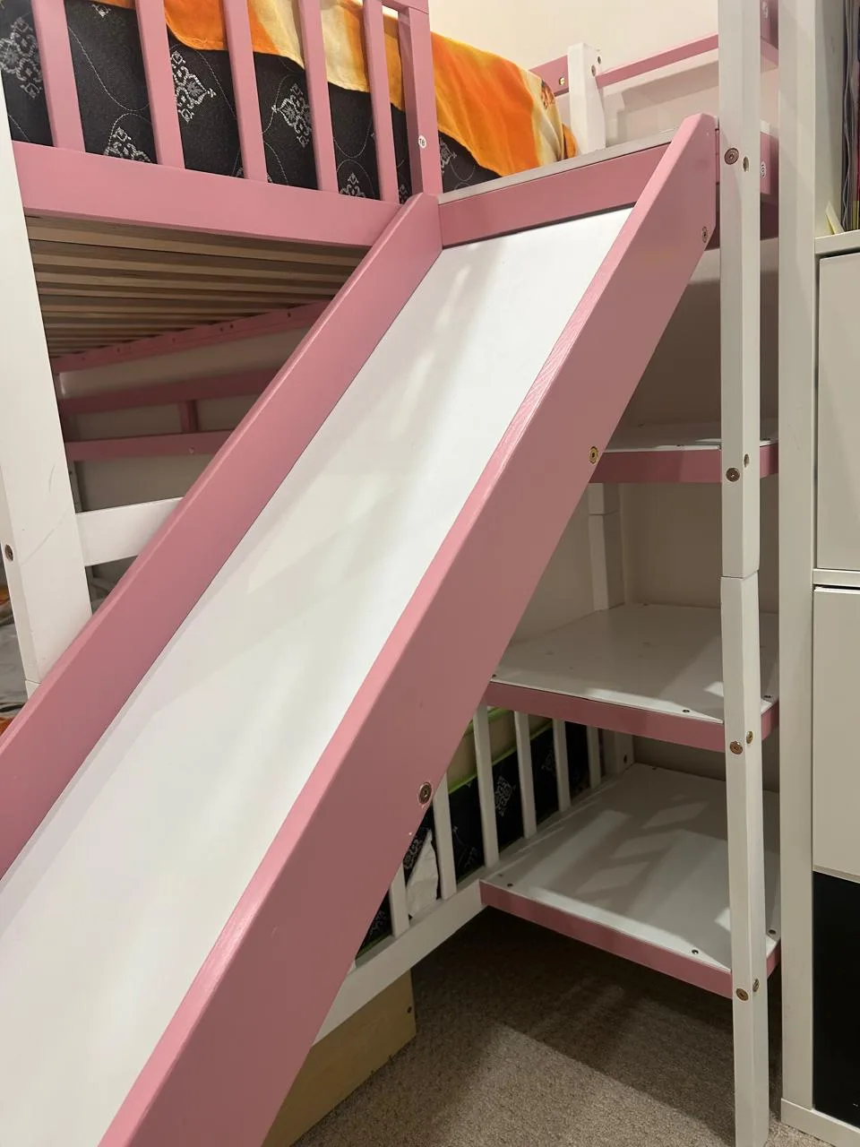 Kids Pink & White Bunk Bed with Slide image indicator(3)
