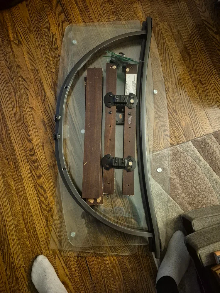 3 layer glass tv stand with Wooden Legs