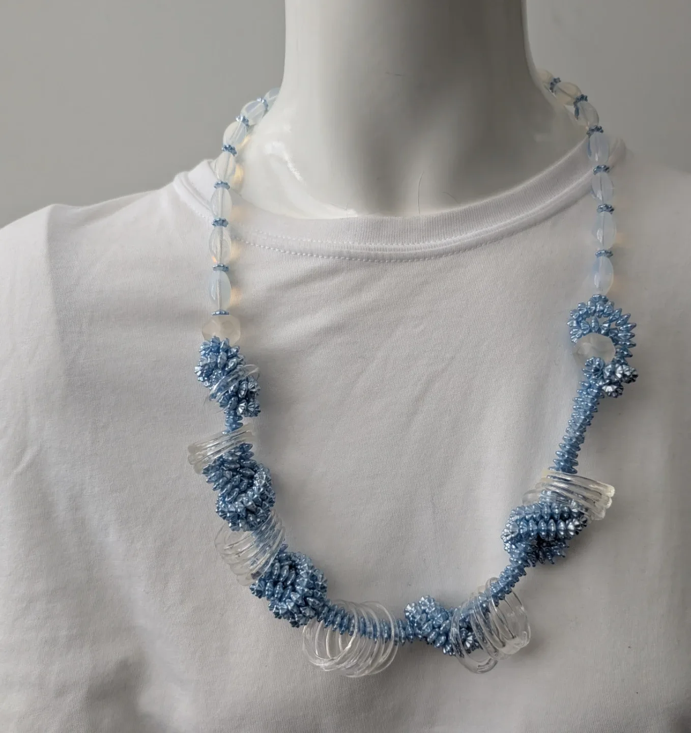 Blue Necklace with Resin beads