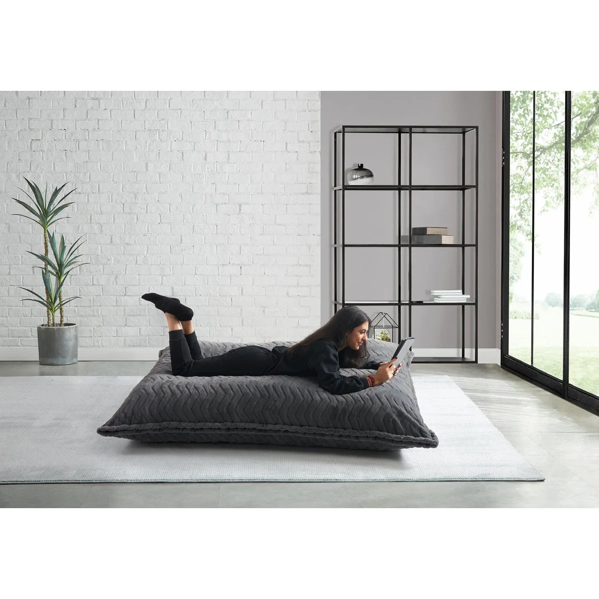 5.5 ft Grey Floor Pillow Lounger