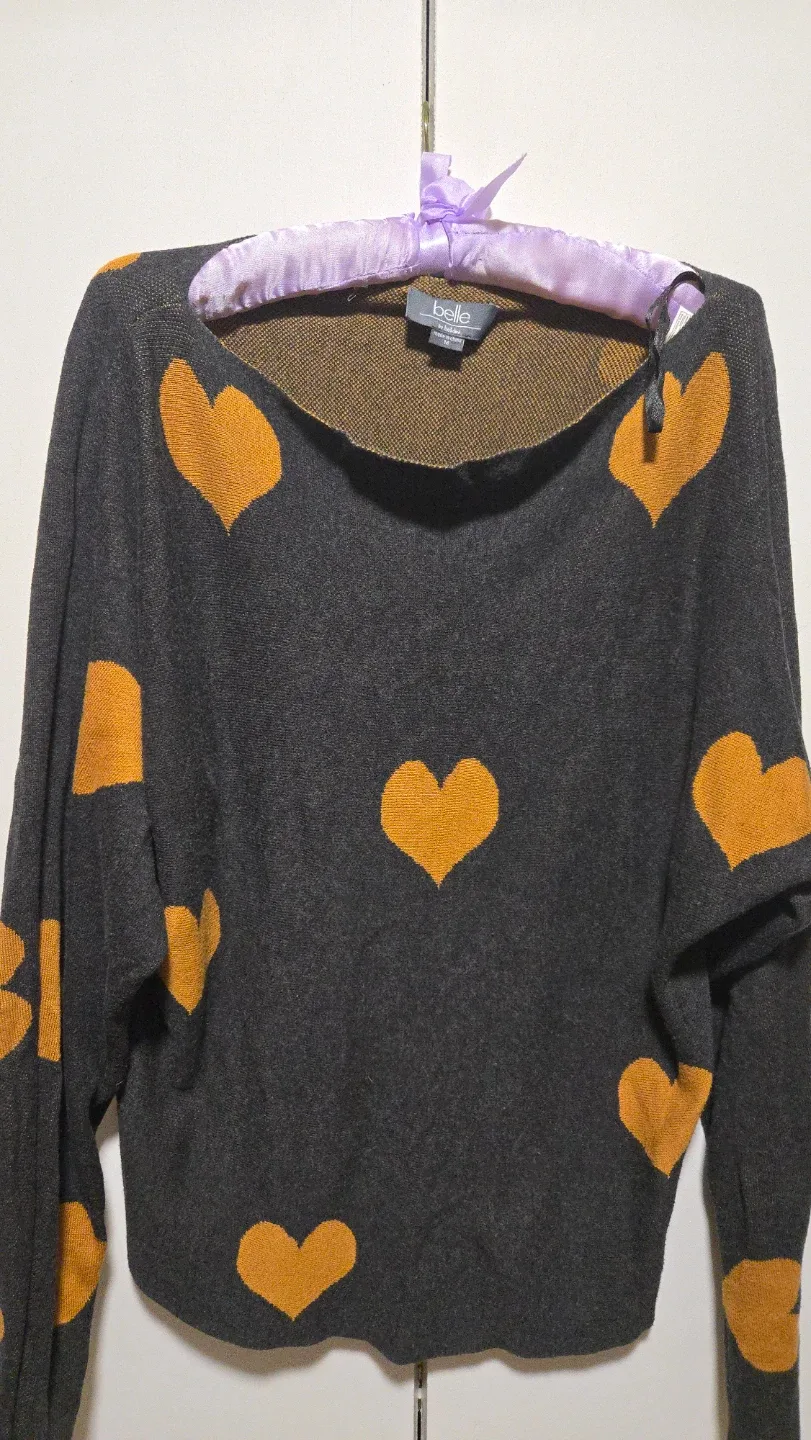 Belle Heart Print Sweater - Size M