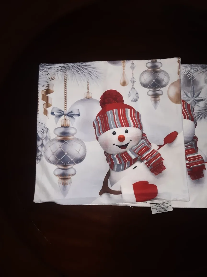Snowman Christmas Pillow Cover x2