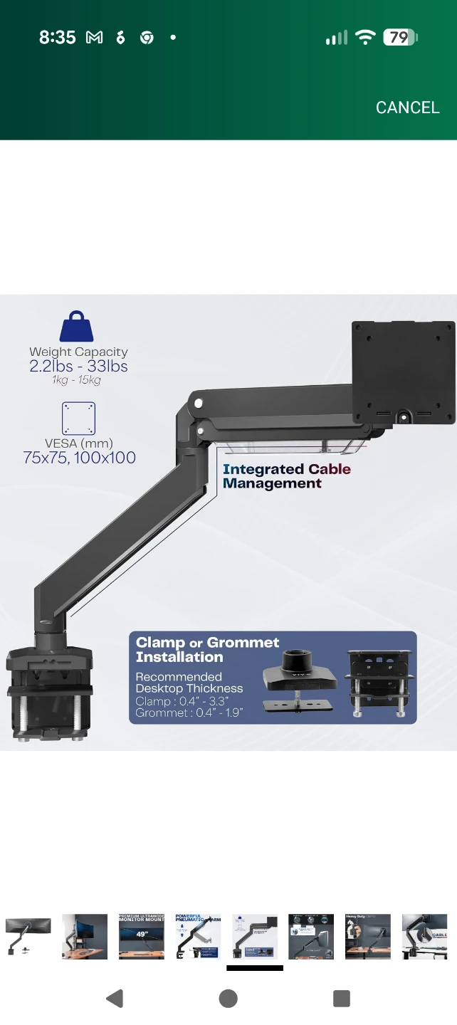 Vivo StandV101G1 - - Single Monitor Arm for up to 49" Screens - photo 5