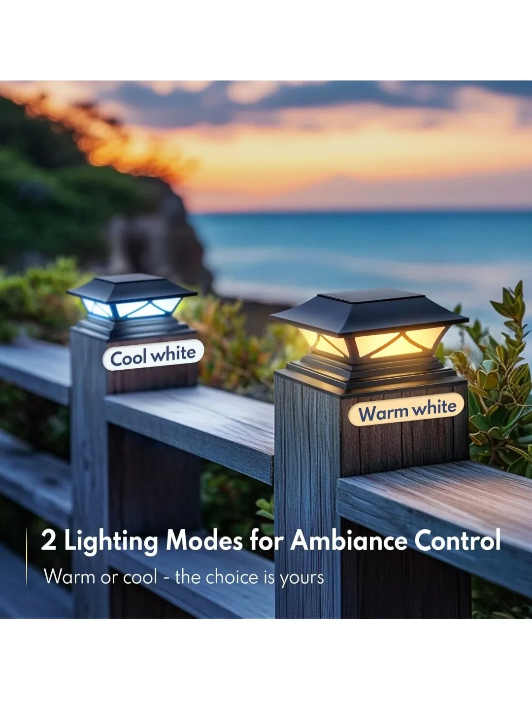 2 Pack Solar Post Cap Lights, Outdoor Deck Fence Lights. image indicator(2)