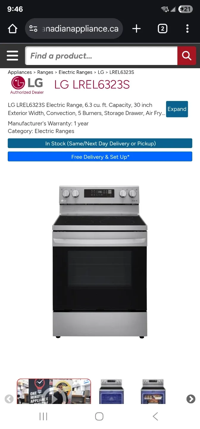 LG LREL6323S Electric Range - 6.3 cu. ft. Capacity