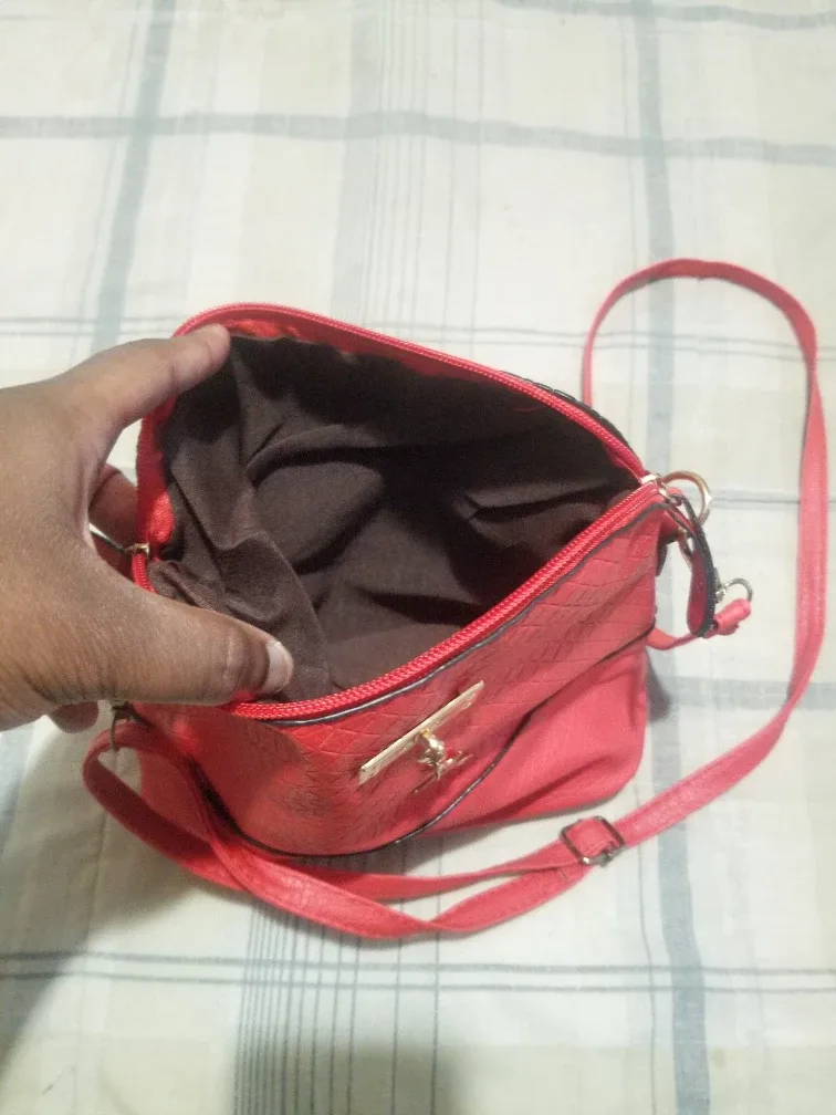 Red Faux Leather Crossbody Bag image indicator(3)