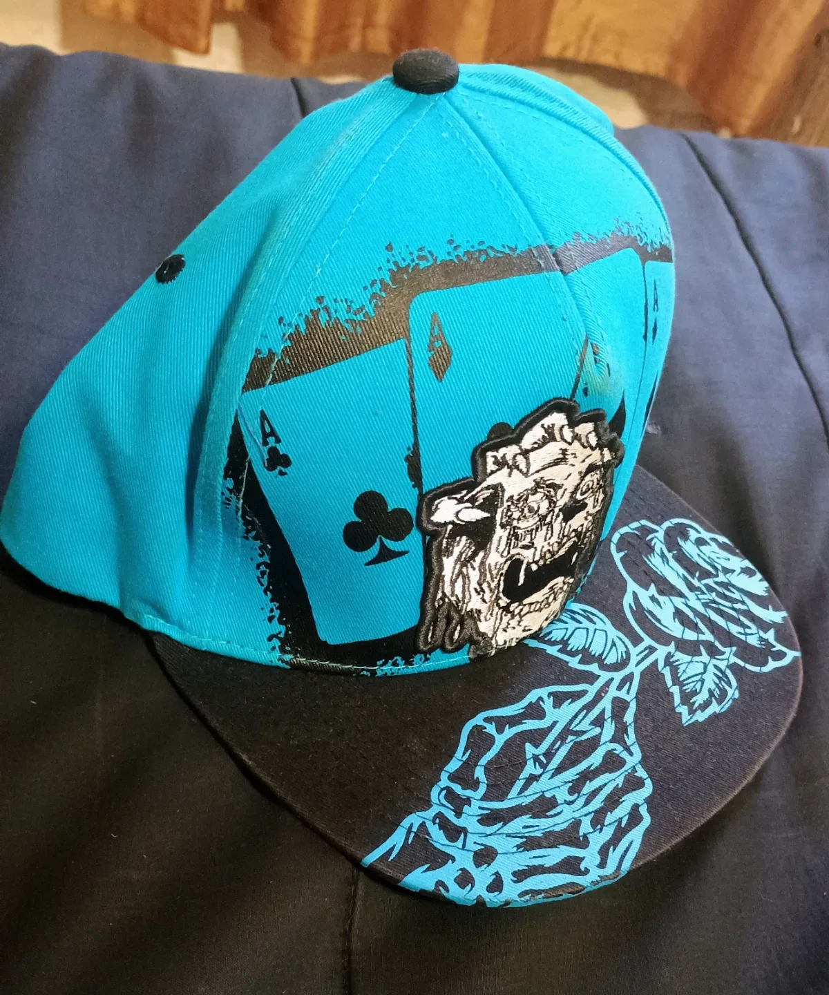 Turquoise & Black Graphic Baseball Cap image indicator(3)