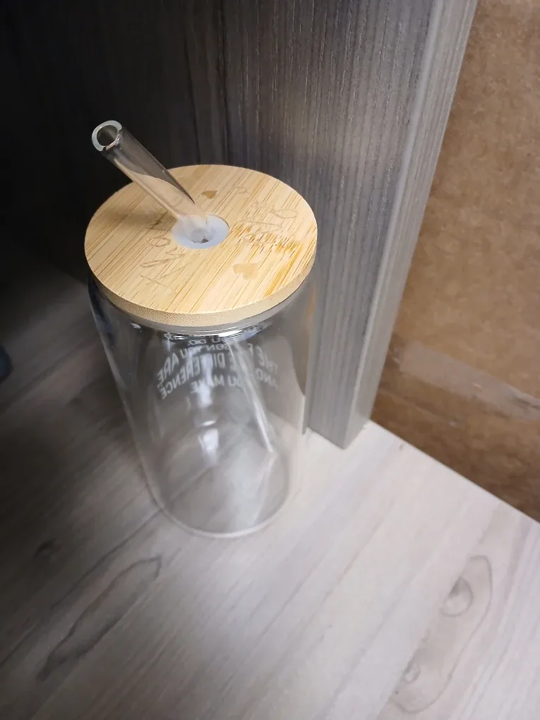 🆕️Glass jar with bamboo top, glass straw, cleaning - Giftable! image indicator(3)