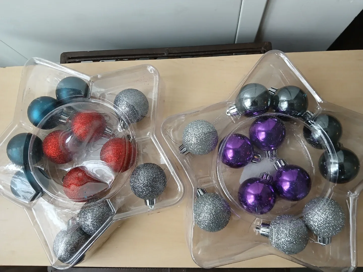 2 boxes of 12 each Christmas ornaments available. Firm price.