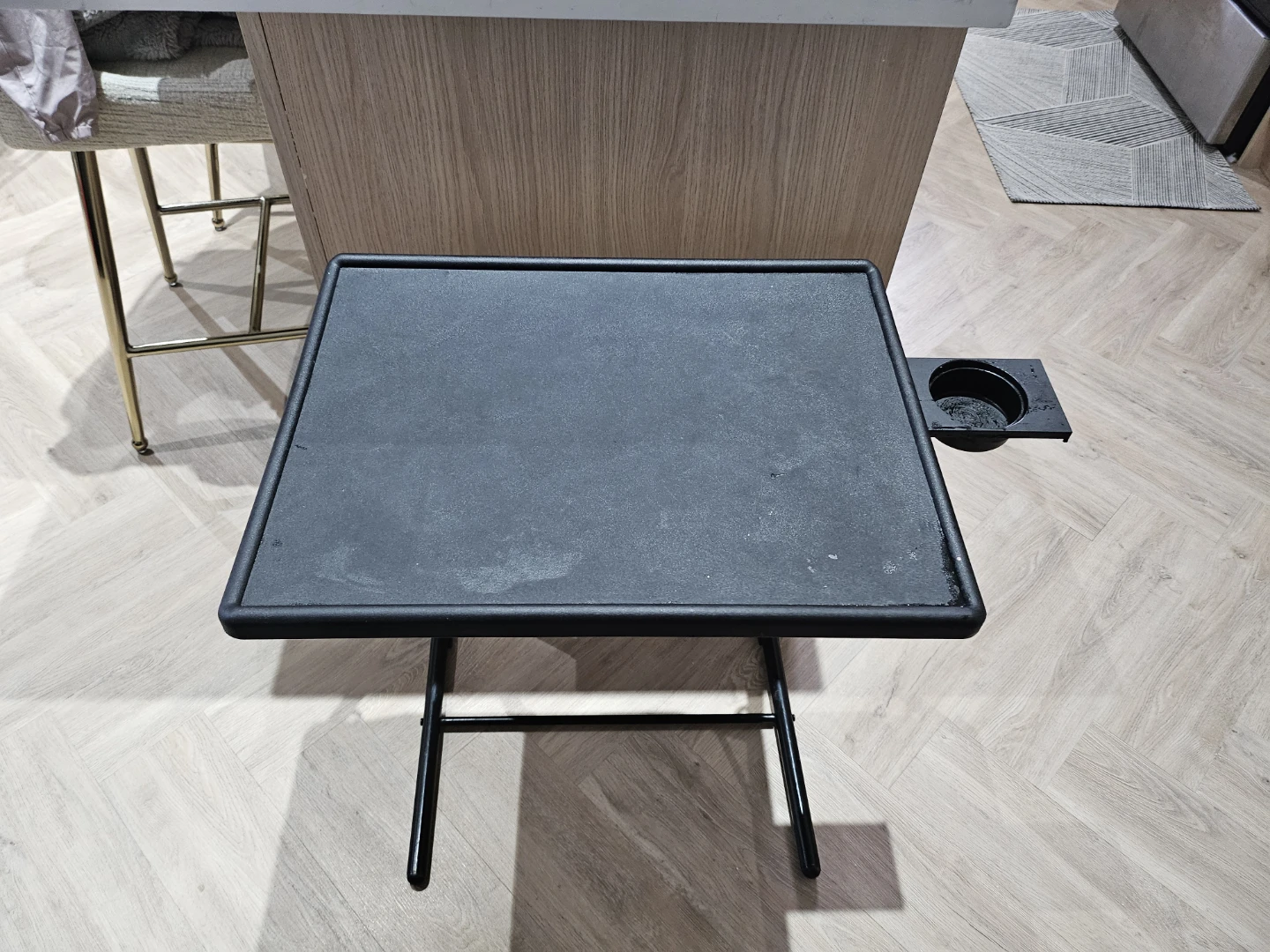 Folding Table with Cup Holder - Black - photo 2