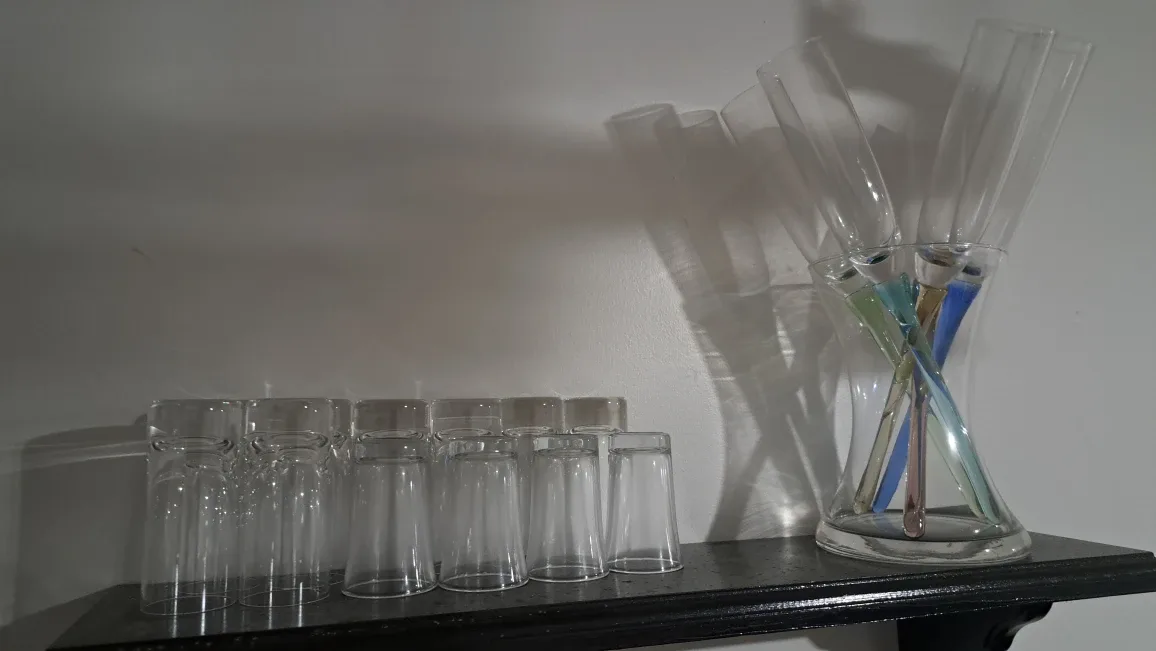 Glass Vase and Shot Glasses