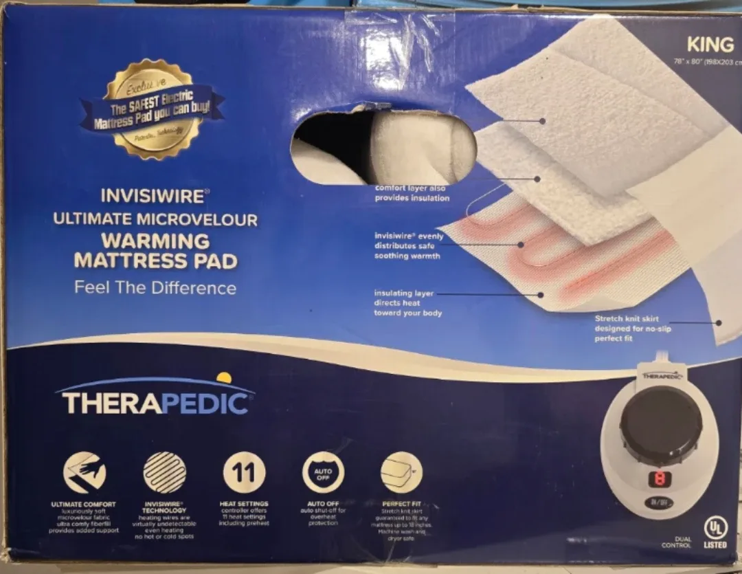 Therapedic Invisiwire KING SIZE heated Mattress Pad image indicator(2)