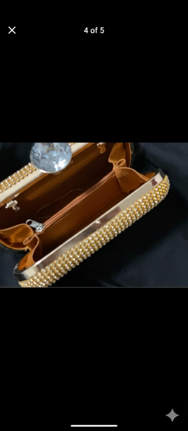 Gold Rhinestone Clutch with Gem Clasp - photo 5
