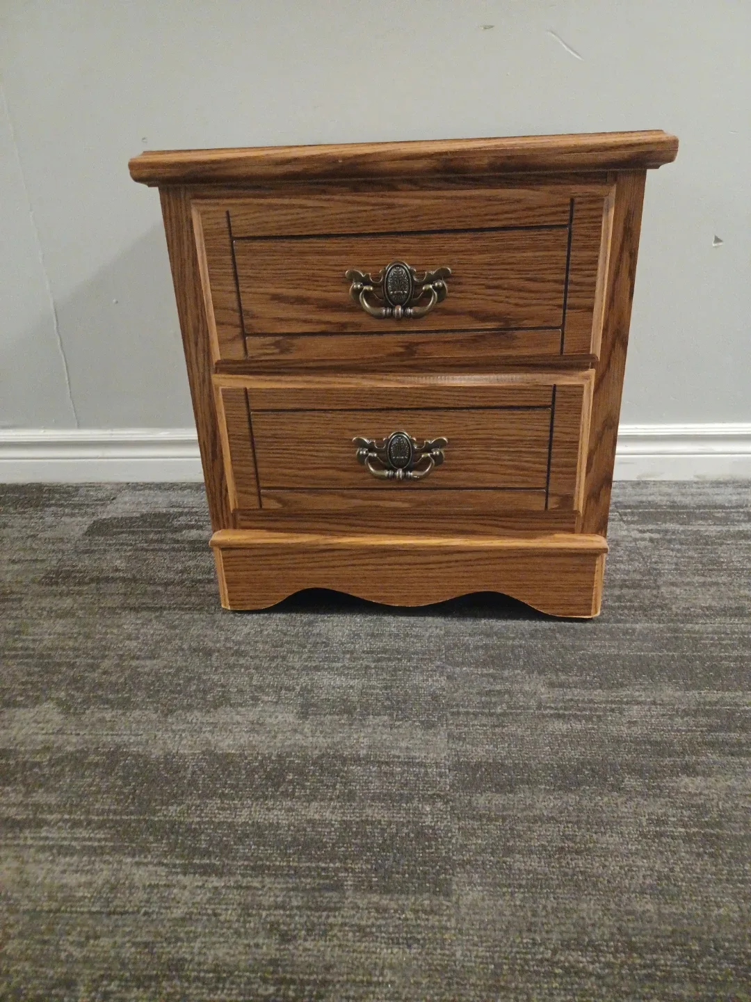 Wood Nightstand with Two Drawers image indicator(2)