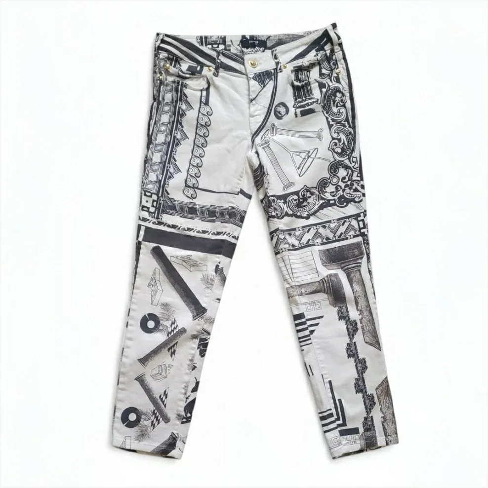 Versace Versus Monochrome Print Jeans