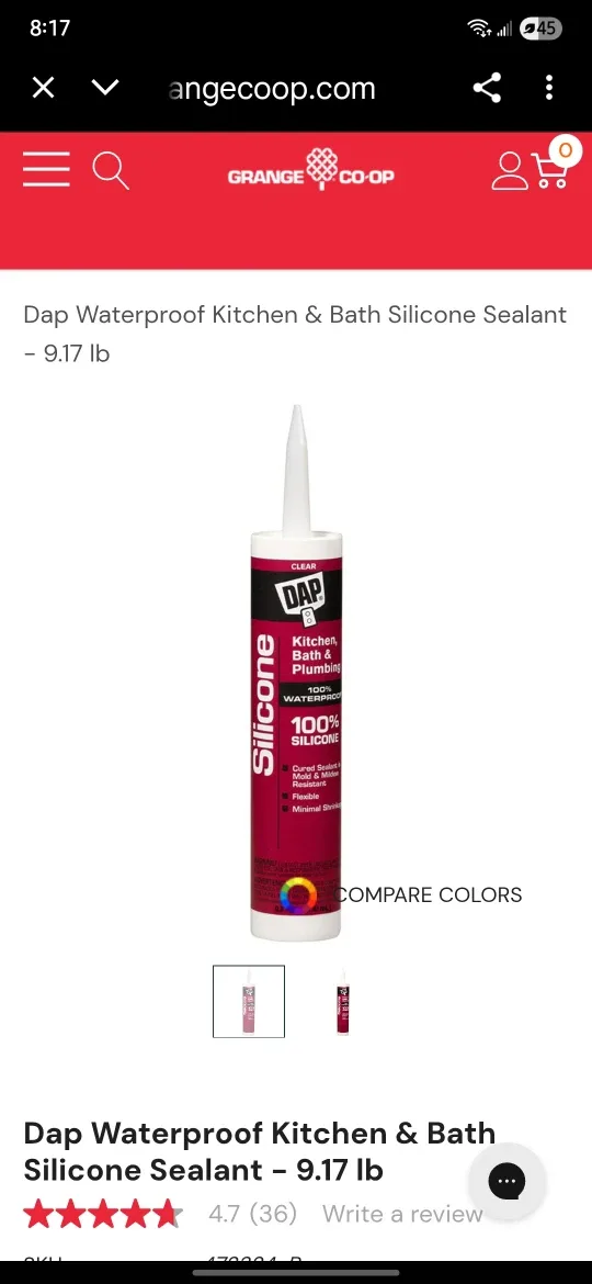 DAP Kitchen/Bath Clear Silicone Sealant image indicator(3)