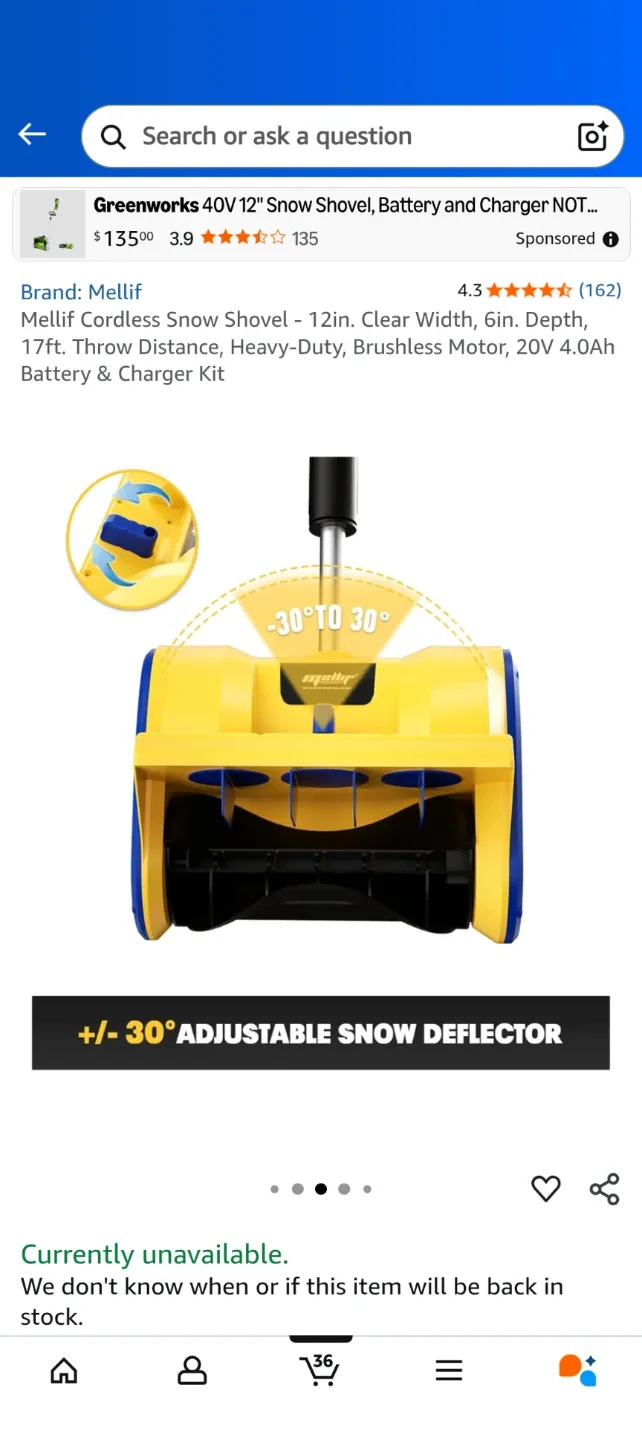 Mellif Cordless Snow Shovel - 12in image indicator(6)