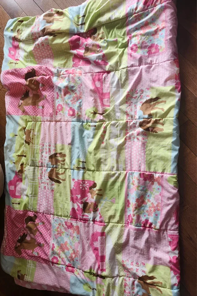 Kids Pink Polka Dot/horse theme comforter