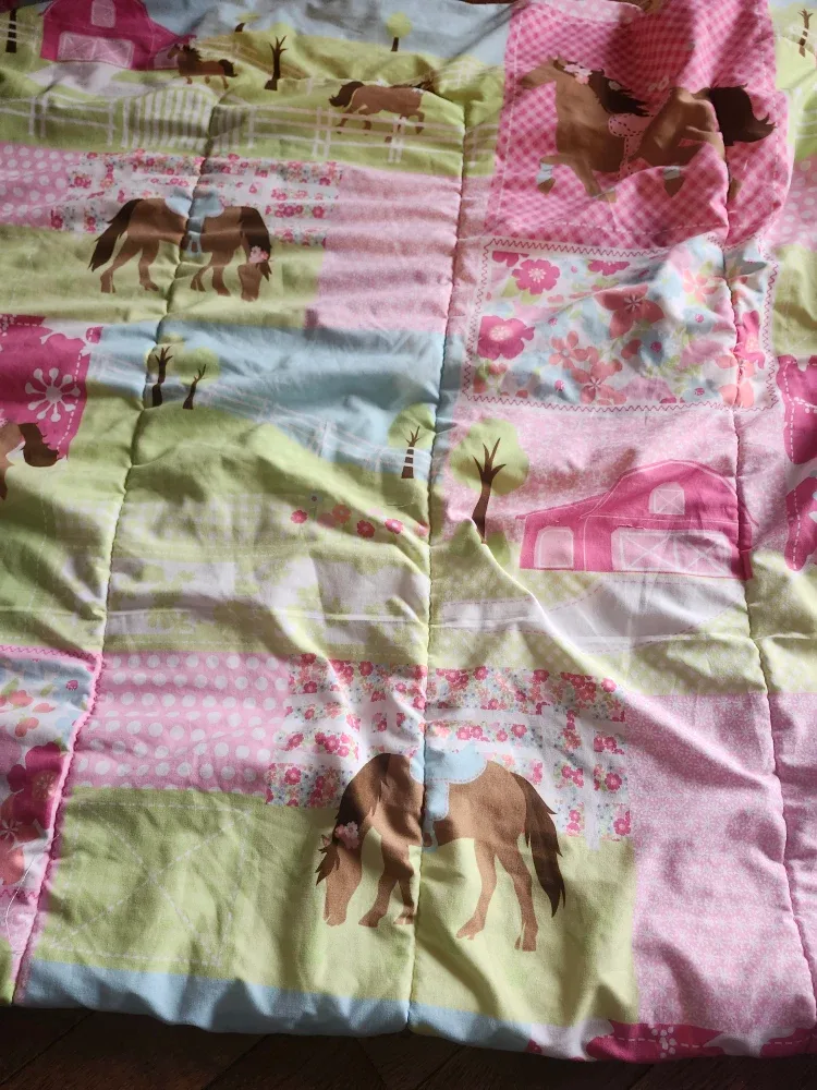 Kids Pink Polka Dot/horse theme comforter image indicator(2)
