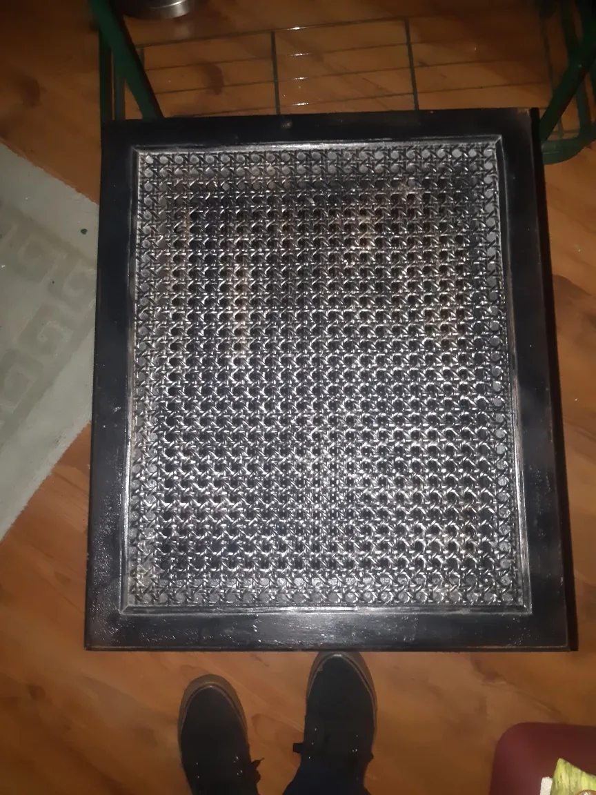 Dark Brown Wicker Top Side Table