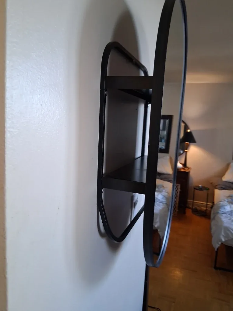 IKEA Lindbyn Mirror with Shelf - Black image indicator(3)