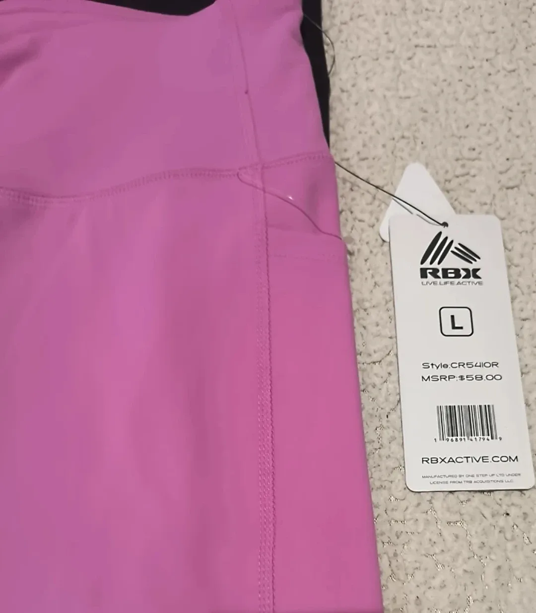 RBX Activewear Shorts SIZE L NWT | 2-in-1 Black Fuchsia Pink image indicator(2)