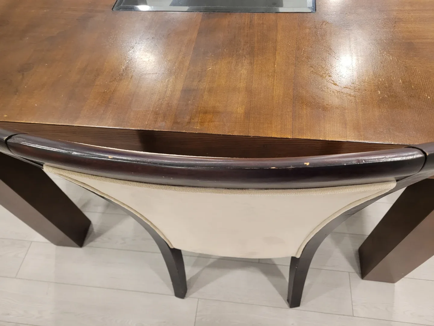 Wooden Dining Table with Glass Center image indicator(2)