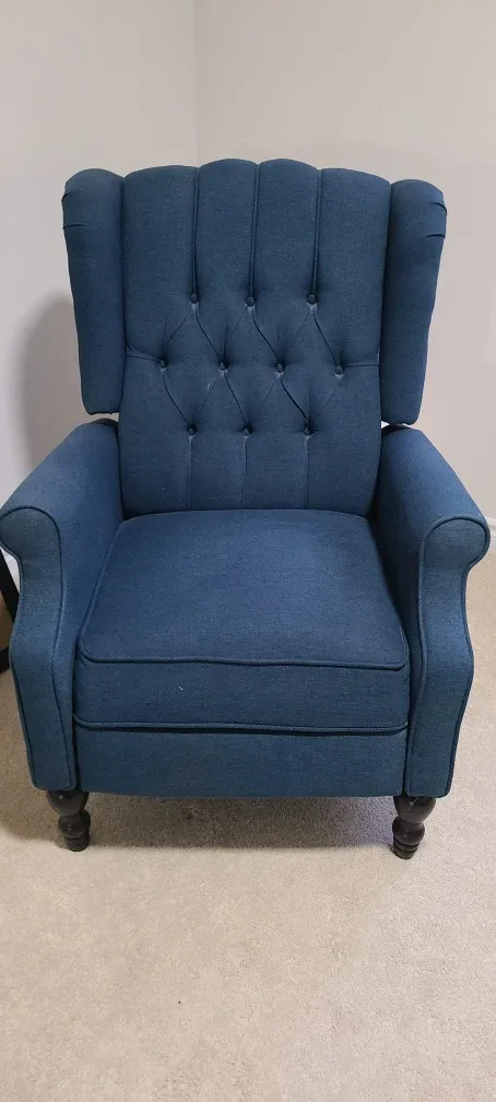 Blue Wingback Recliner Chair