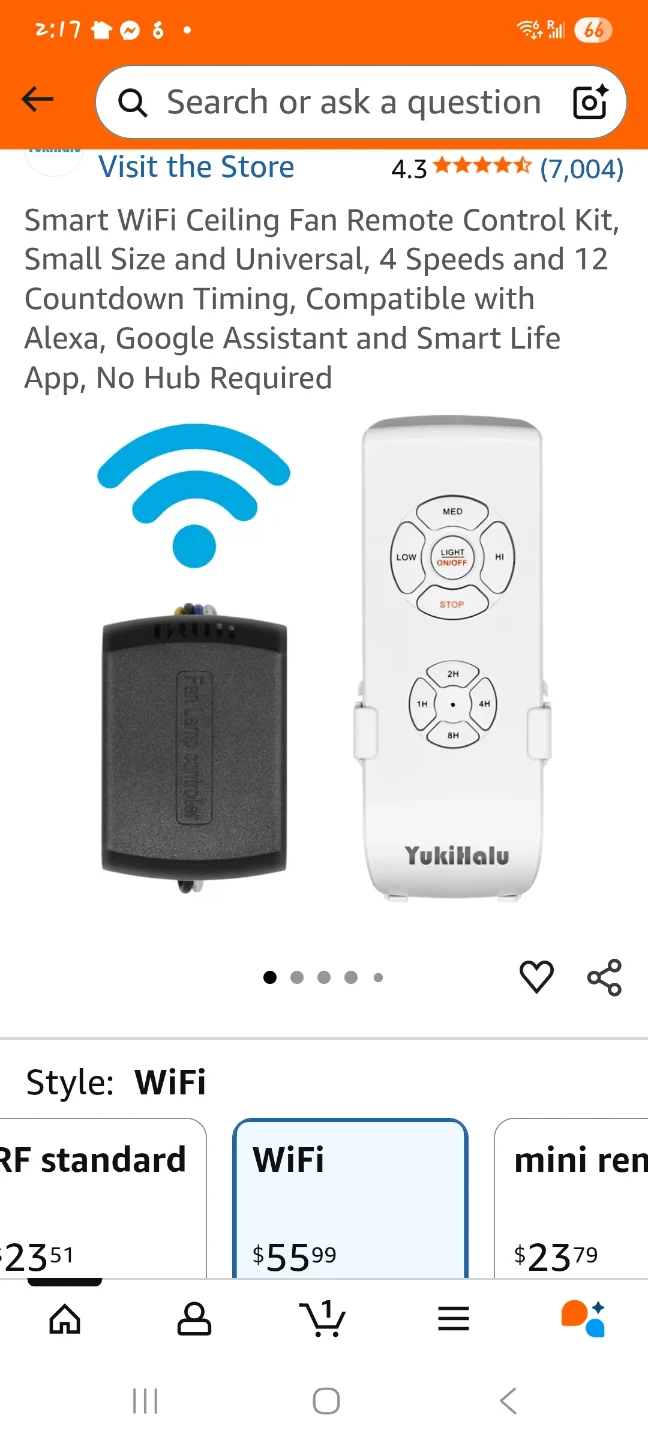 Smart WiFi Ceiling Fan Remote Control Kit